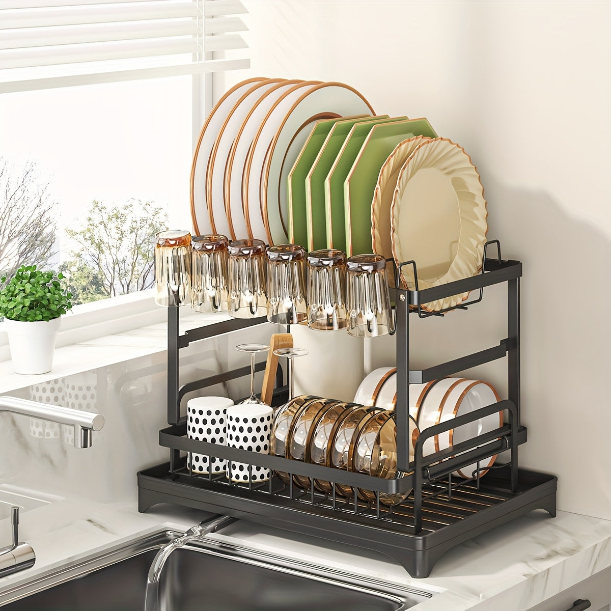 Dish Drying Rack with Drainboard