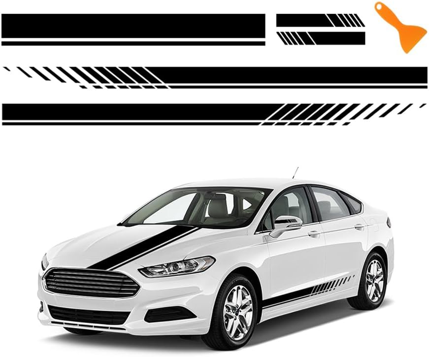 5 Stück Auto Aufkleber,1 Stück Motorhauben Aufkleber+2 Stück Auto Aufkleber Seite+2 Stück Spiegel Aufkleber,Wasserfeste Stylische Aufkleber Auto Tuning für Auto LKW SUV (Schwarz)