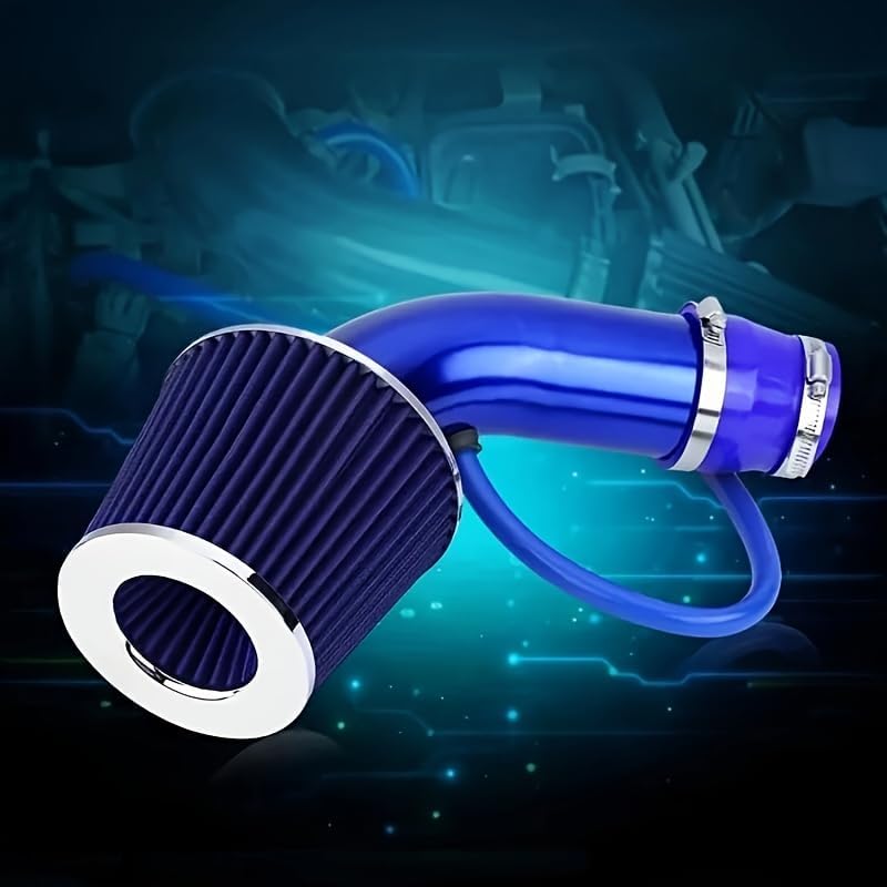 76mm 3 Zoll Luftfilter Kit Blau, Kaltluftansaugung für Tuning