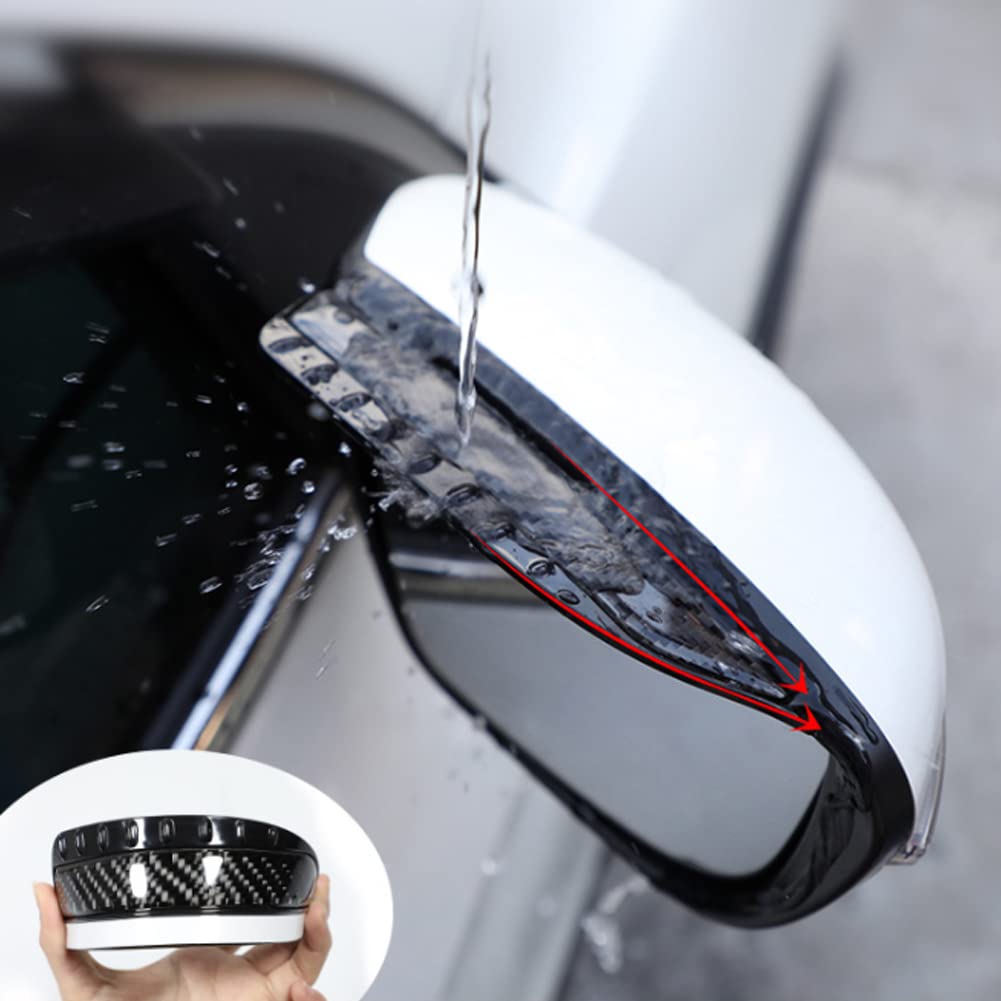 2 STÜCKE Universal Auto Rückspiegel Regenschutz Sonnenblende Augenbraue Kohlefaser Seitenspiegel Regenschutz Auto Zubehör (01)