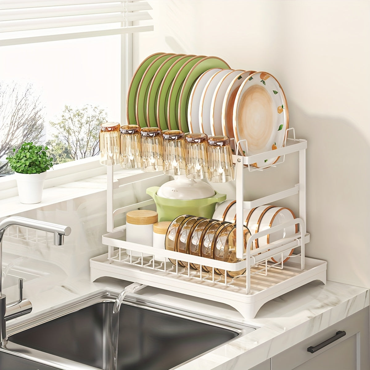 Dish Drying Rack with Drainboard