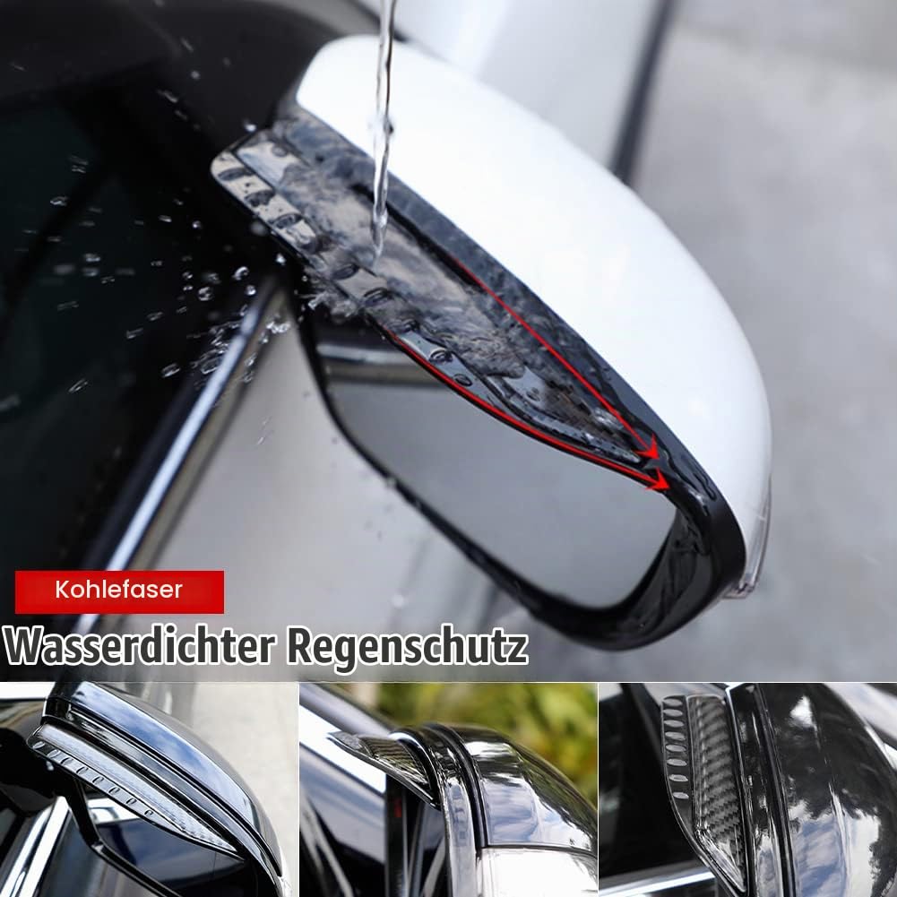2 STÜCKE Universal Auto Rückspiegel Regenschutz Sonnenblende Augenbraue Kohlefaser Seitenspiegel Regenschutz Auto Zubehör (01)