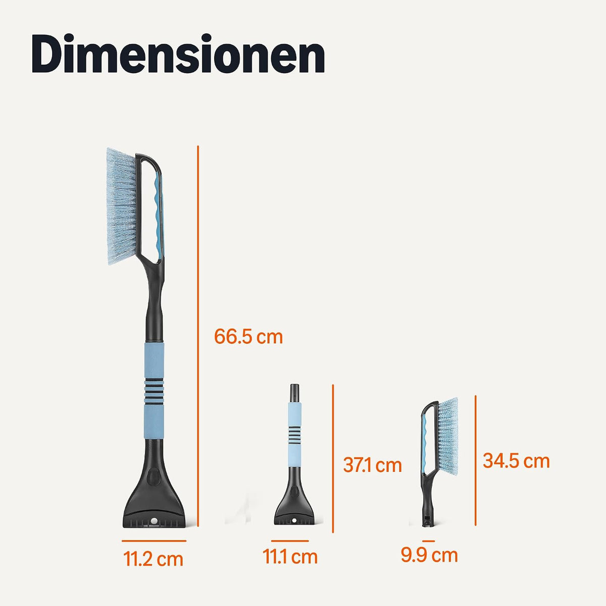Amazon Basics Schneebesen mit Eiskratzer, ergonomischer Griff, Schwarz, Blau 66.5cm