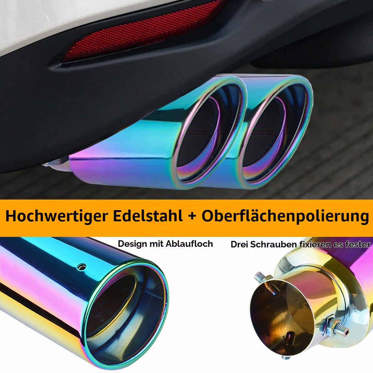 Auto Auspuff Endrohr Edelstahl Auspuffblende Endrohr Schalldämpfer