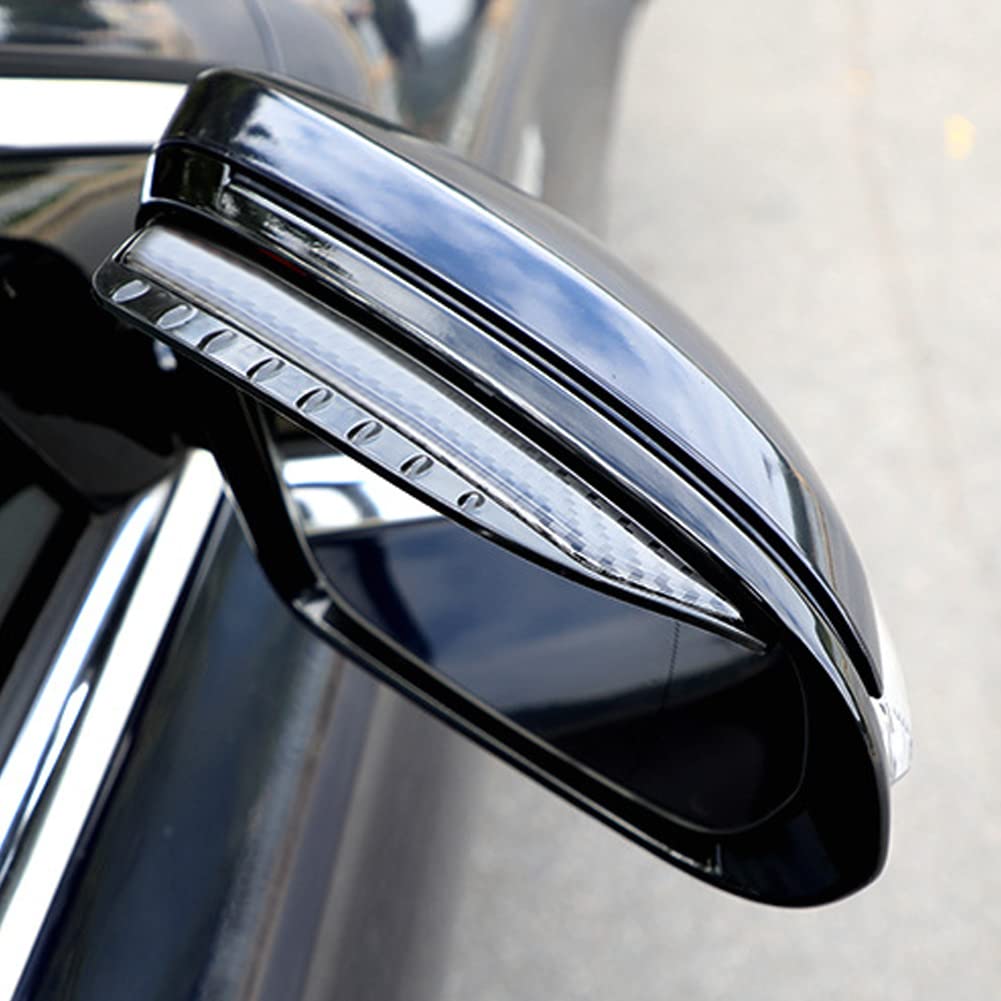 2 STÜCKE Universal Auto Rückspiegel Regenschutz Sonnenblende Augenbraue Kohlefaser Seitenspiegel Regenschutz Auto Zubehör (01)