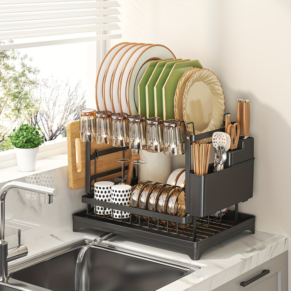 Dish Drying Rack with Drainboard