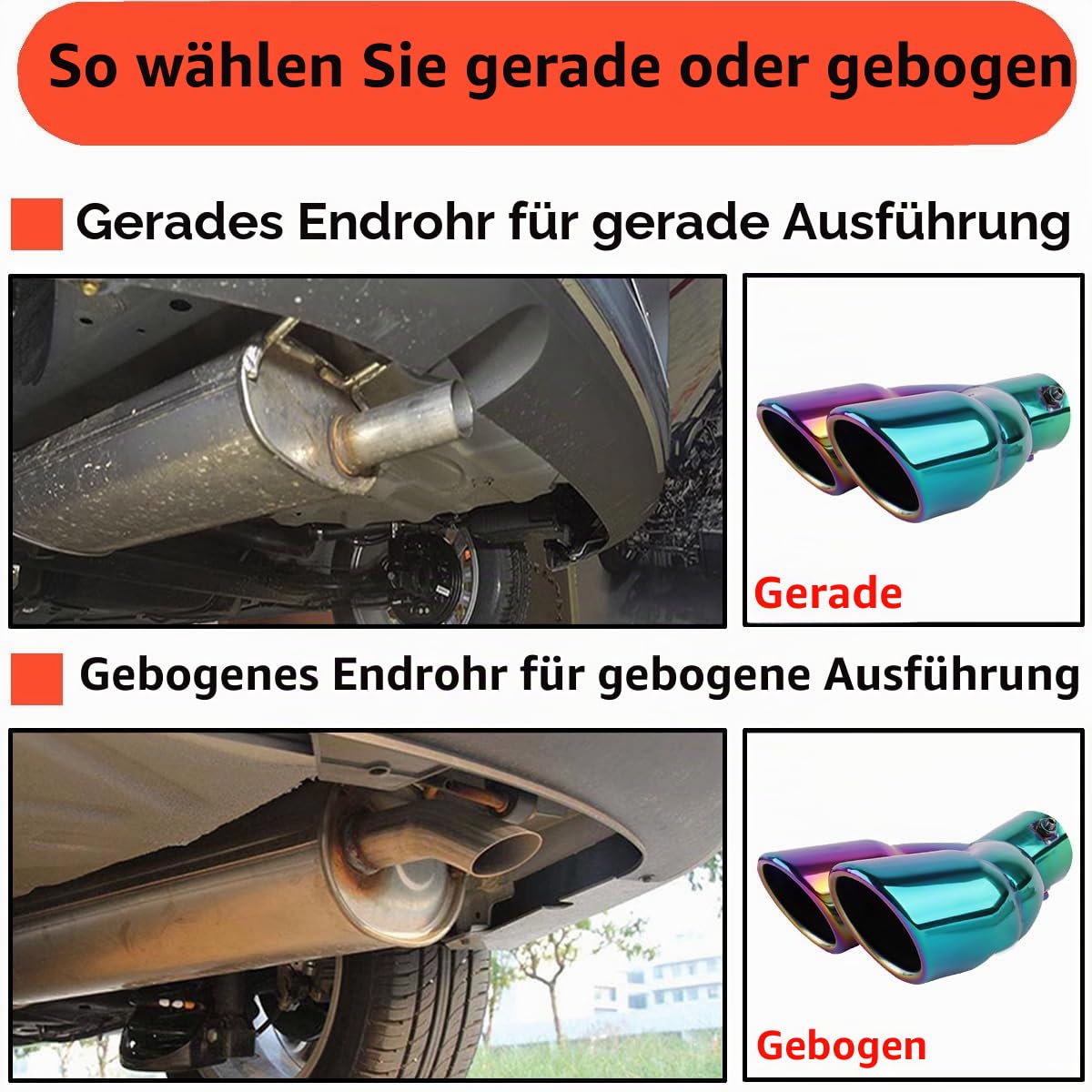 Auto Auspuff Endrohr Edelstahl Auspuffblende Endrohr Schalldämpfer
