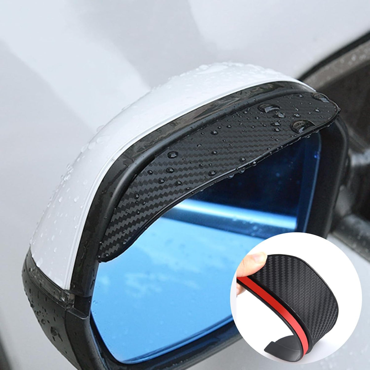 2 STÜCKE Universal Auto Rückspiegel Regenschutz Sonnenblende Augenbraue Kohlefaser Seitenspiegel Regenschutz Auto Zubehör (01)