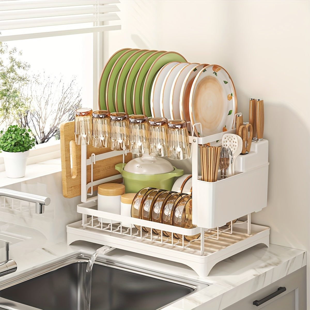 Dish Drying Rack with Drainboard