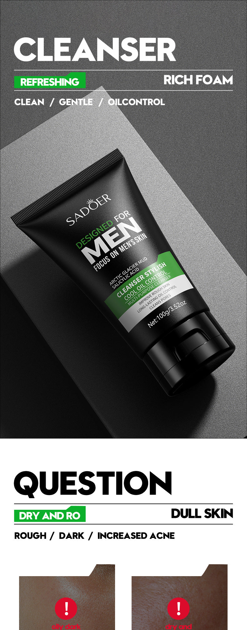 Deep Cleansing Facial Cleanser for Men Oil