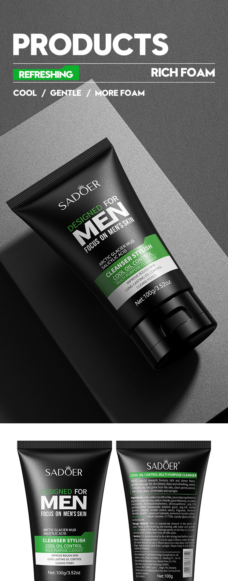 Deep Cleansing Facial Cleanser for Men Oil