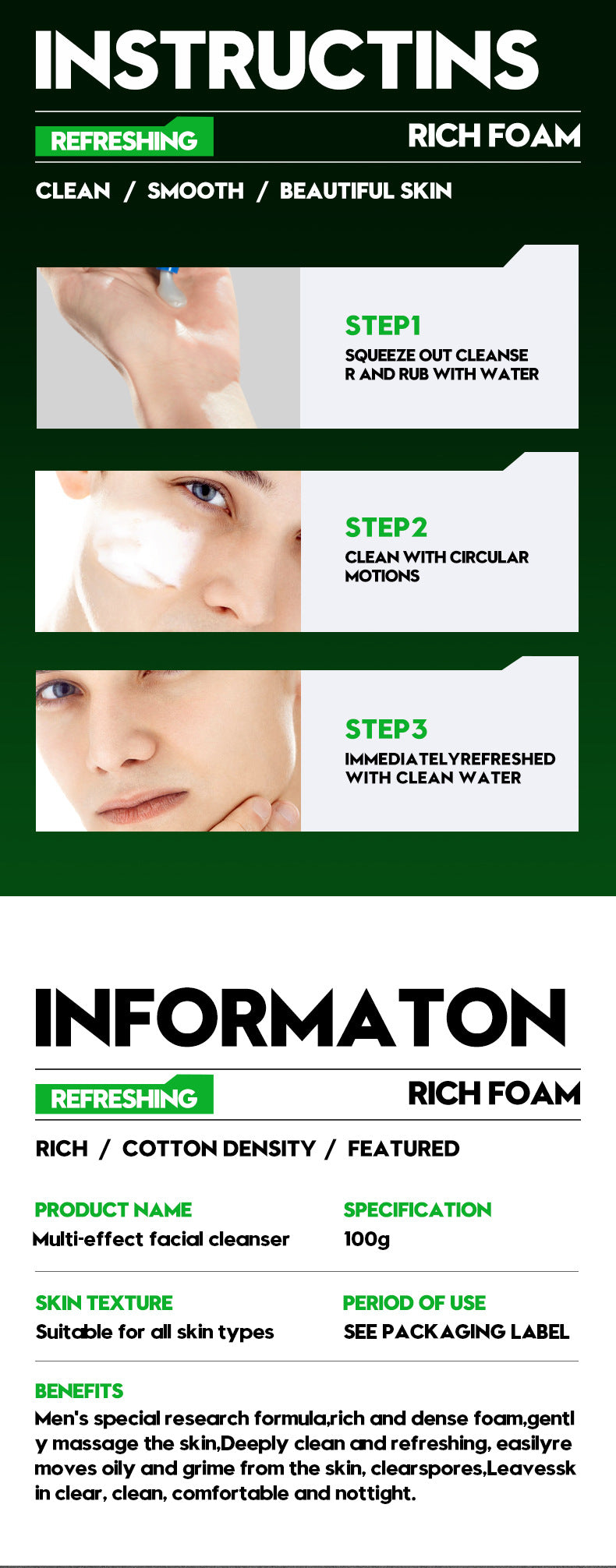 Deep Cleansing Facial Cleanser for Men Oil