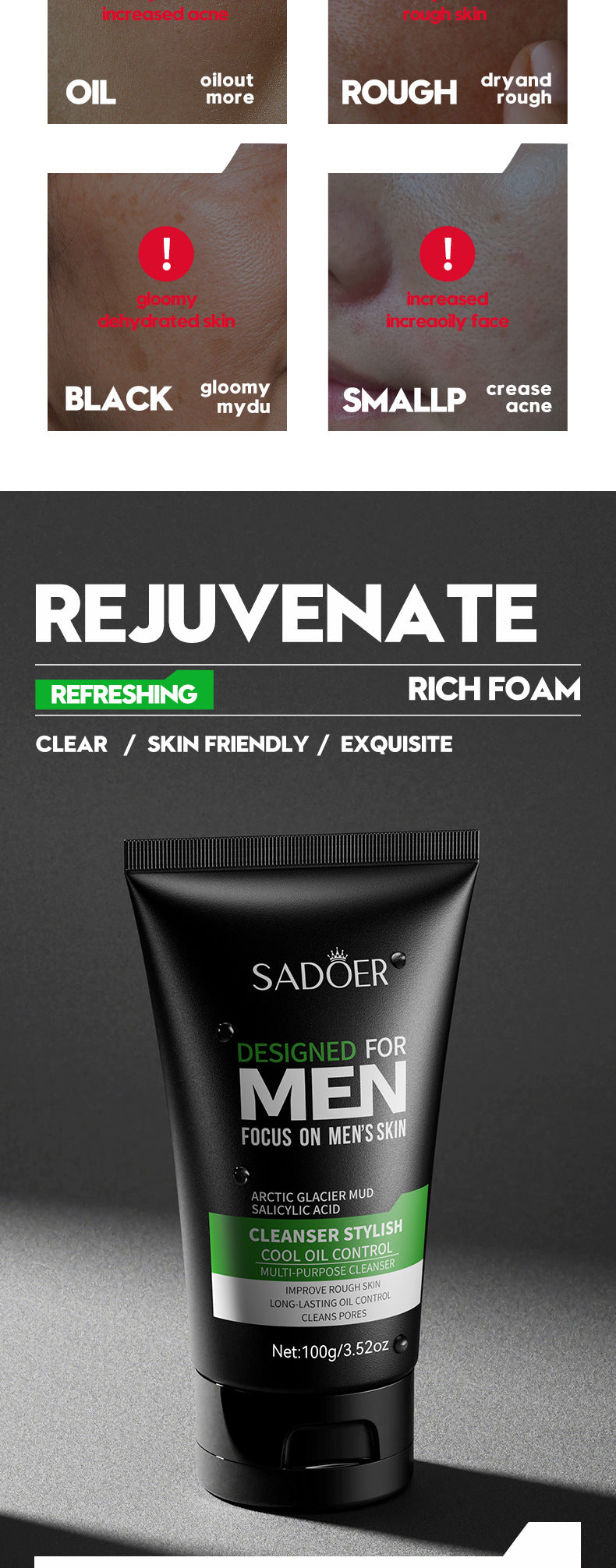 Deep Cleansing Facial Cleanser for Men Oil