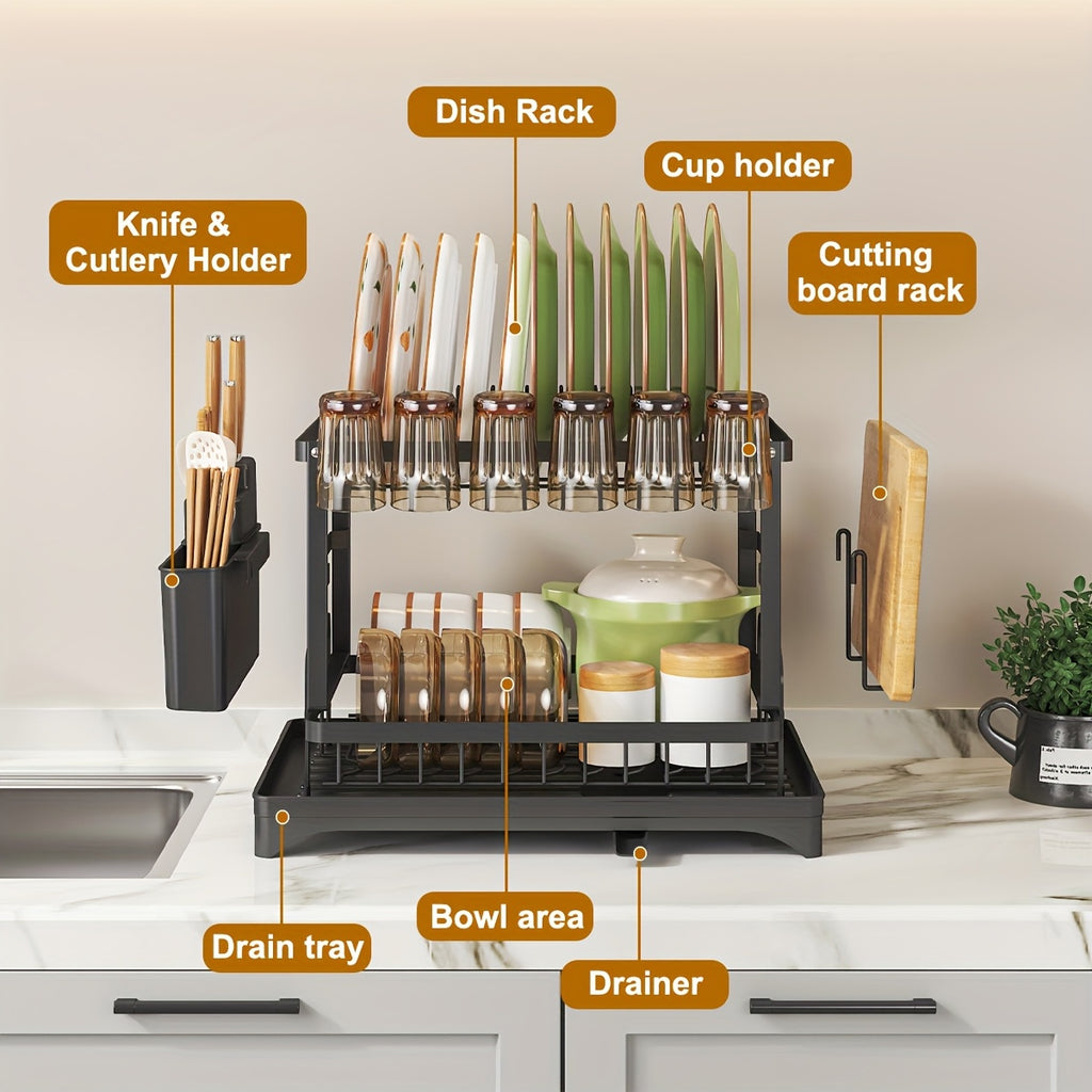 Dish Drying Rack with Drainboard
