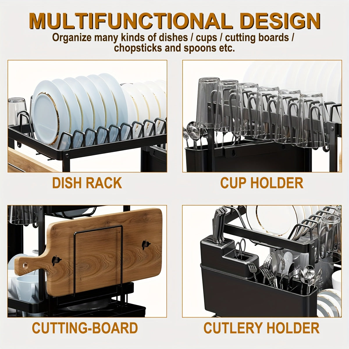 Dish Drying Rack with Drainboard